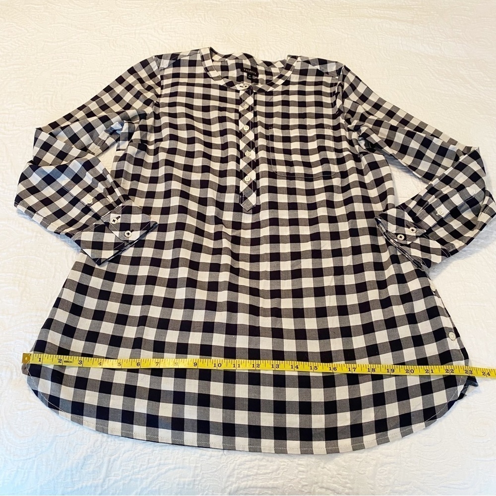 Talbots Long Sleeve Black & White Check Cotton Shirt Top - Medium - Picture 10 of 12
